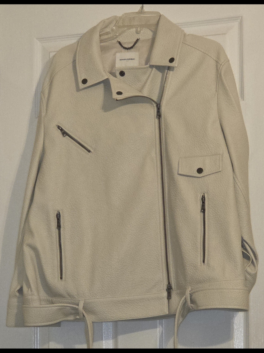 Banana Republic Light Cream Leather Moto Jacket